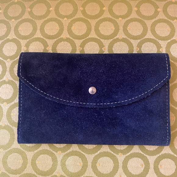 Brasil Handbags - Suede leather navy wallet